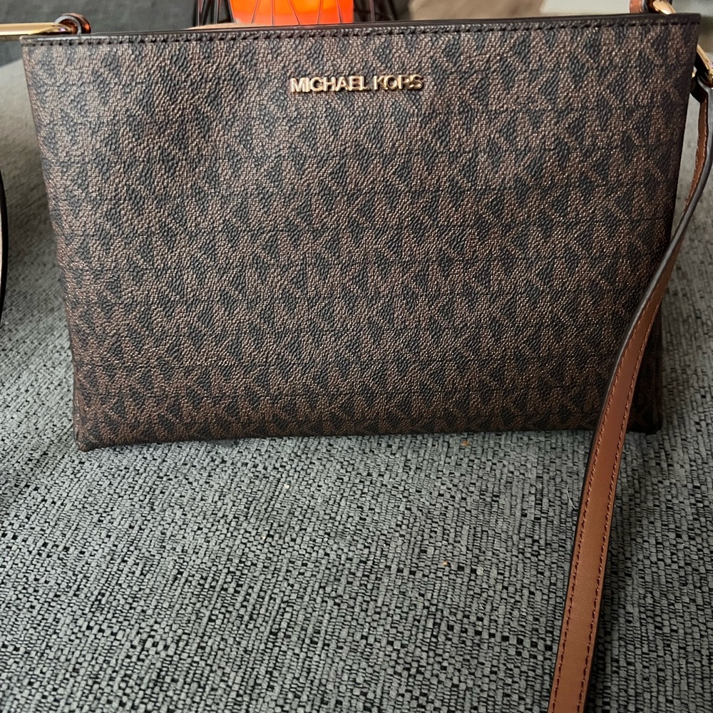 Michael Kors Brown Monogram Crossbody Bag